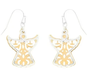 ORECCHINI PENDENTI BUON NATALE ANGELO ELEGANTE TONO ORO - Foto 1 di 1