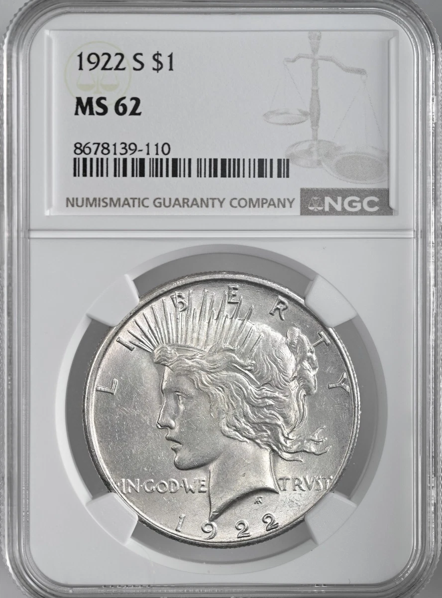 1922 Silver MS 62 Graded Peace Dollars for sale | eBay