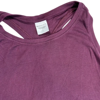 Athleta Womens Tank Top Large Purple Ribbed Racerback Athletic Casual - Image 1 of 4
