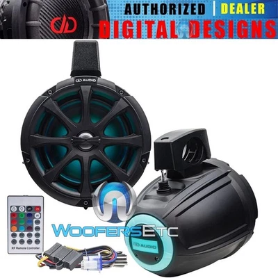DIGITAL DESIGNS DD AUDIO MCA-106B 6.5" AMPLIFIED MARINE BOAT UTV RGB LED'S TOWER 2-WAY SPEAKERS