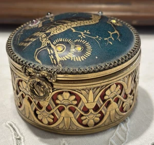 Scatola in metallo e porcellana di Limoges - soprammobile / portagioie - Foto 1 di 9