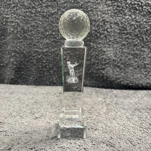 Kristallglas Golf Trophäe Award / Briefbeschwerer 16 cm ohne Gravur ohne Box - Bild 1 von 9