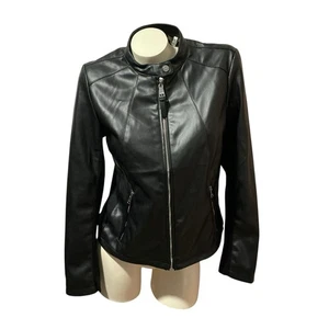 Chaqueta corta DKNY imitación cuero NEGRO DL5MPY38 Moto cremallera - Imagen 1 de 11