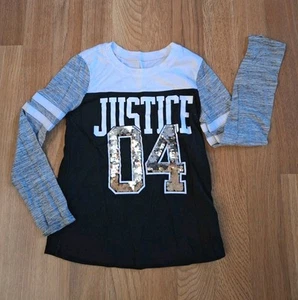 Justice Girls Softball Sequin 04 Color Block Long Sleeve Graphic Tee Shirt Sz 7 - Picture 1 of 9