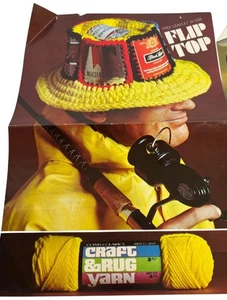 Sombrero de cubo patrón de ganchillo tapa abatible lata de cerveza refresco reciclar ropa años 70 folleto - Imagen 1 de 5