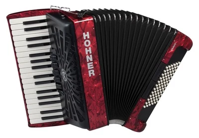 Hohner Bravo III 72 Bass 34 SilentKey Tasten Akkordeon 3 Chörig Bag Riemen Rot - Bild 1 von 3