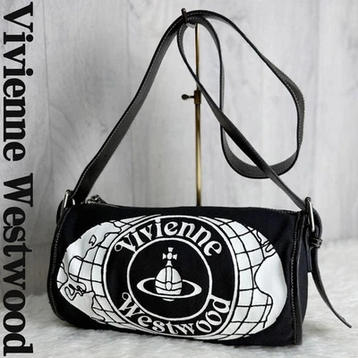 Bolso Bandolera Vivienne Westwood Orb Lona Negro Algodón Excelente Estado Foto 1 de 4