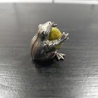Antique/Vintage White Metal Frog Tiny Novelty Pin Cushion 