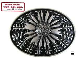 Hochwertige Koppel (Buckle) Motiv: Silberdistel, altsilber - Bild 1 von 3