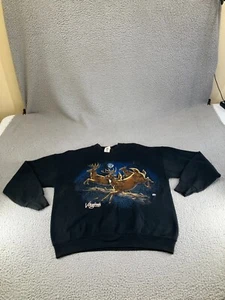 Vintage Deer Sweatshirt Mens Large Black 90s Buck Doe Hunting Virginia Nature - Picture 1 of 20