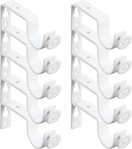 White Adjustable Curtain Rod Brackets 10 Pack Drapery Rod Bracket for Maximum - Picture 1 of 7