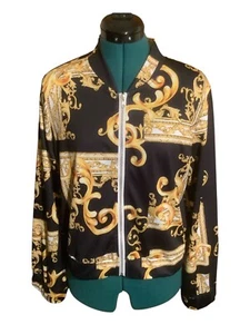 Bomberjacke Damen Gr. L Freizeit Full Zip gold/schwarz Gummibund & Bündchen - Bild 1 von 16