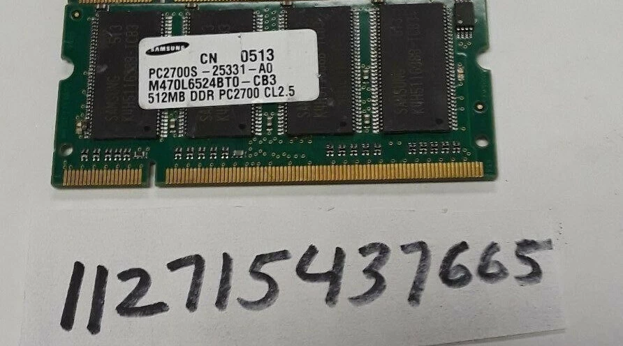 512MB 2RX16 DDR PC2700 333MHZ CL2.5 200PIN NON-ECC DUAL RANK  32X16 UNBUFFERED - Image 1 of 1