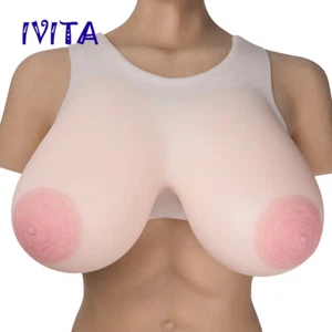 IVITA Drag-Queen Picos Falsos Taza L Pezones Ovalados Grandes Formas de Pecho de Silicona - Imagen 1 de 10