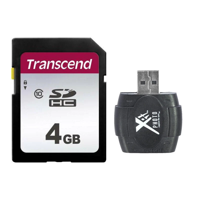 Transcend SDHC 4GB Class10 Memory Card + Reader for Canon Fuji Nikon Sony  - Image 1 of 3