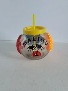 Round Plastic Malibu Alcohol Container Cup With Lid And Straw - Picture 1 of 8