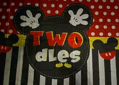 Mickey Mouse 2nd (Twodles), Birthday Party Banner, 58"x80" w Grommets  - Image 1 of 2