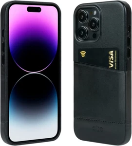 Alto Leder Kartenhülle entworfen für iPhone 14 Pro Max, Alto Metro Raven schwarz - Bild 1 von 9