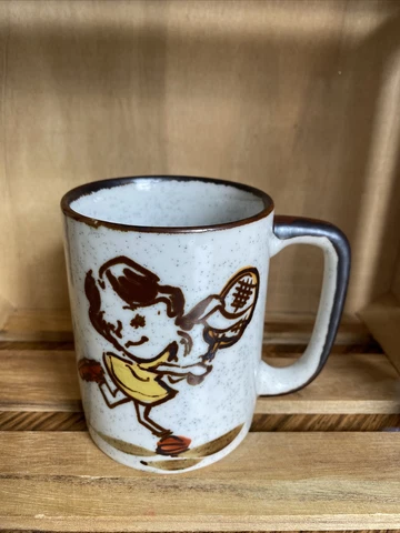 Otagiri Girl Playing Tennis Coffee Mug Tennis Player Tennis Racket Cup Vintage Cover