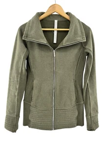 Lululemon Damen Radiant Jacke Full Zip Olivgrün Größe 4 Daumenlöcher Laufen - Bild 1 von 7