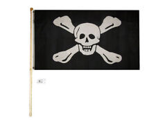 5' Wood Flag Pole Kit Wall Mount Bracket W/ 3x5 Pirate Richard Worley Large Flag