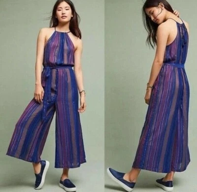 Mono Cleobella Lois Rayas Metálicas Pierna Ancha Forrado Talla 6 Anthropologie LINDO Foto 1 de 4