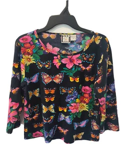 Butterfly Novelty Print multicolor long sleeve Shirt Women’s Size M - Picture 1 of 4