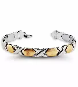 Bracciale moda oro giallo 10 kt .925 argento sterling - sg8 - Foto 1 di 2