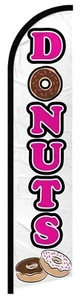 Donuts White Advertising 2.5'x11.5' Super-Knit Poly Windless Banner Flag - Picture 1 of 1