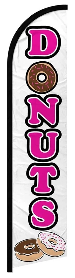 Donuts White Advertising 2.5'x11.5' Super-Knit Poly Windless Banner Flag - Image 1 of 1