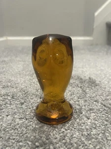 MCM Viking Amberina Owl Epic Glass Paperweight Figurine Amber Modern - Picture 1 of 6