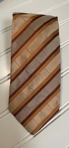 Hugo Boss Vintage Krawatte - braun & hellbraun Streifen 100 % Seide 57" x 3" - Bild 1 von 6