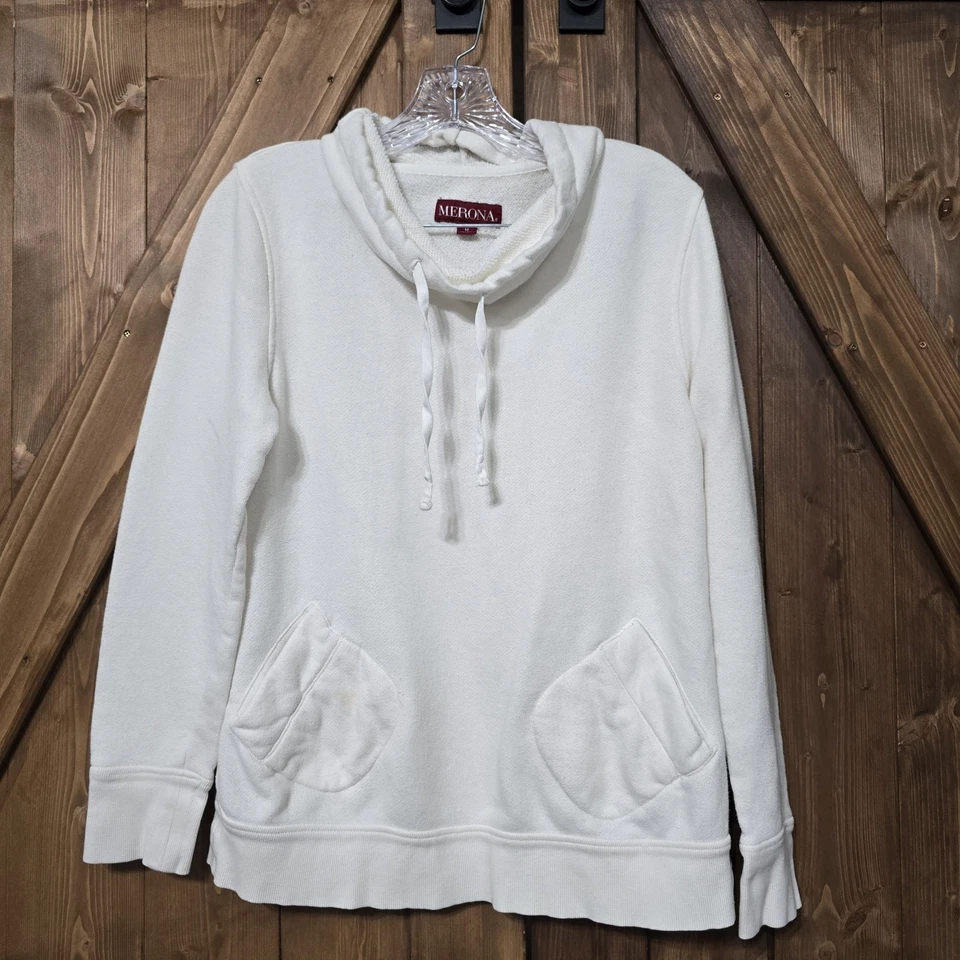 Sudadera Merona Para Mujer Crema Capucha Cuello M Acogedora Ropa de Salón Suave Pullover Top Foto 1 de 4