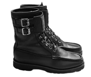 Polo Ralph Lauren Wolcott Black Oiled Leather Boots Sz 9 - Picture 1 of 9