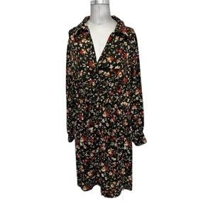 Emma & Michele Black Dress with Red and Gold Floral Pattern Size XL - Picture 1 of 9