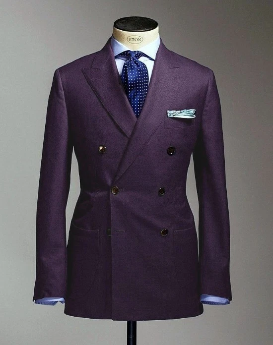 Traje de Hombre Solapa Pico Doble Pecho Formal Negocios Boda Novio Esmoquin 2 Piezas Foto 1 de 4