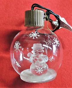 Acrylic Snowman Christmas Tree Ornament w/ Lights Avon 2004 Box Included Mint - Picture 1 of 3