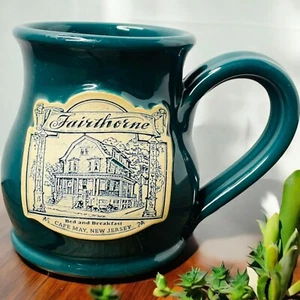 Deneen Pottery Fairthorne B&B Cape May NJ Green Coffee Mug Cup Bubble Mug 12 Oz - Picture 1 of 9