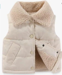 Unisex Warm Sleeveless Thick Fleece Waistcoat Baby Boys Girls Crewneck Button-Do - Picture 1 of 4