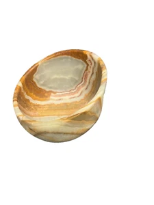 Alabaster Marble Bowl Catch all 7.5” Hand Made 5.5 by 4 inch. Artesian trinket - Picture 1 of 8