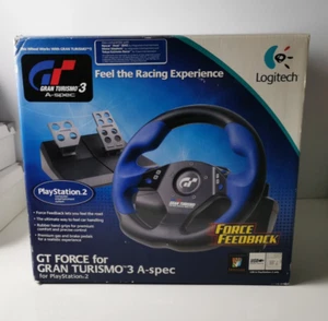 Playstation 2 Logitech GT FORCE Gran Turismo 3 A-spec PS2 Wheel Set NEW Openbox - Picture 1 of 11