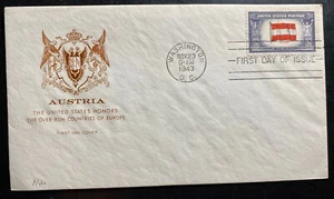 1943 Washington DC USA Patriotic First Day Cover FDC Austria - Picture 1 of 2