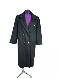 Vintage 80s Forecaster Emerald Green Double Breasted Wool Trench Coat Size 10 - Picture 1 of 11