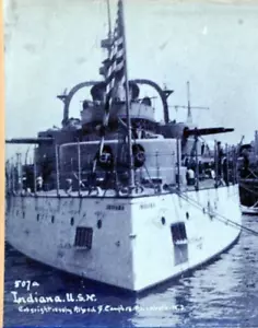 1890's Stereoview corazzata BB1 USN Indiana at Dock nave da guerra ispanoamericana - Foto 1 di 3