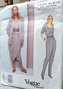 Vogue 1303 ANNE KLEIN Wrap Skirt, Tapered Pants, Bodysuit & Jacket 8-12 - Picture 1 of 2