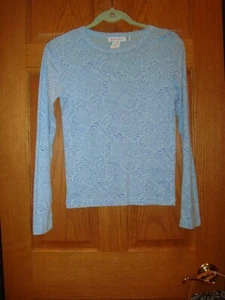 FRISCHE PRODUKTE Top M Skye blau weicher Glanz geätzt Blumen  - Bild 1 von 8