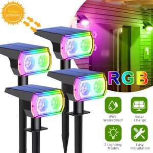 Solar Outdoor RGB Color Changing Spot Lights Landscape Lwan Path Wall Lamps IP65 - Picture 1 of 14