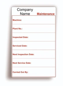 Máquina o planta Pegatina Comprobación de Seguridad Recordatorio Nombre Personalizado y Número CANTIDAD 25 - Imagen 1 de 1