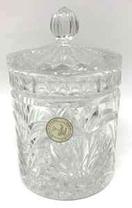 New Vtg Crystal Clear Signature Madrid Covered Jar 24%plb Cut Made Poland - Picture 1 of 11