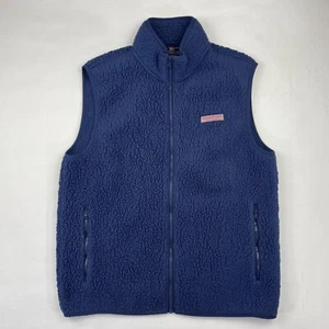 Vineyard Vines Sherpa Fleece Weste Herren mittelblau durchgehender Reißverschluss ärmellos adrett - Bild 1 von 6